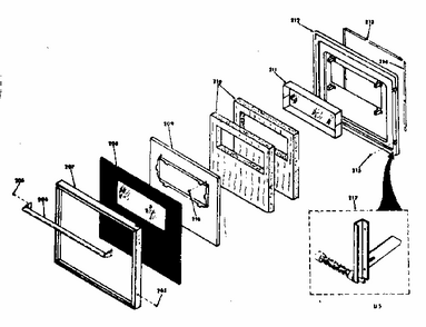 Lower Oven Door Diagram and Parts List for 8504277292  Kenmore Range