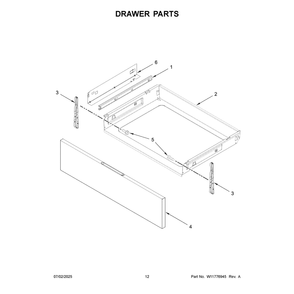 Drawer Parts Diagram and Parts List for KFGS530SPS0  KitchenAid Range