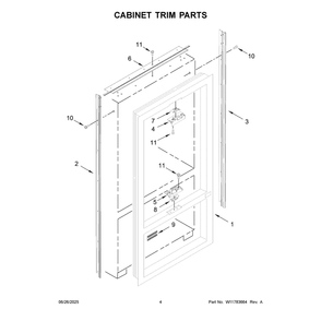 Cabinet Trim Parts Diagram and Parts List for KBFN542SPS00  KitchenAid Refrigerator