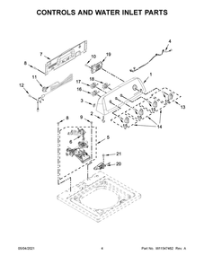 Controls And Water Inlet Parts Diagram and Parts List for 4KWTW5700JW1  Whirlpool Washer