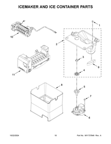 10 - Icemaker And Ice Container Parts Diagram and Parts List for WRF767SDHV05  Whirlpool Refrigerator