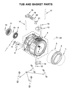 Tub And Basket Parts Diagram and Parts List for 8TWFW6620HW0  Whirlpool Washer