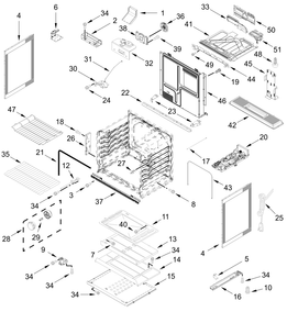 Chassis Parts Diagram and Parts List for KSGS530SBE0  Whirlpool Range