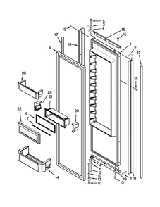 Refrigerator Door Parts Diagram and Parts List for KSSO42FTX18  KitchenAid Refrigerator