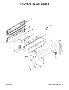 Control Panel Parts Diagram and Parts List for YIES900DS03  Whirlpool Range