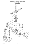 PUMP AND SPRAY ARM Diagram and Parts List for RUD5750DB0  Roper Dishwasher