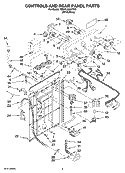 CONTROLS AND REAR PANEL PARTS Diagram and Parts List for 7MMPL6000TW0  Whirlpool Washer