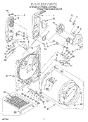 BULKHEAD Diagram and Parts List for LGT7848DZ1  Whirlpool Dryer