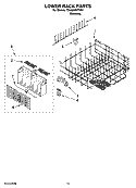 LOWER RACK PARTS, OPTIONAL PARTS (NOT INCLUDED) Diagram and Parts List for 7GU3200XTSS1  Whirlpool Dishwasher