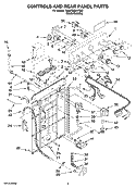 CONTROLS AND REAR PANEL PARTS Diagram and Parts List for 7MMPD6845TM0  Whirlpool Washer