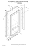 CABINET AND BREAKER TRIM PARTS Diagram and Parts List for KBRC36FTS04  KitchenAid Refrigerator
