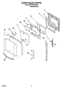 OVEN DOOR PARTS Diagram and Parts List for KDRP487MSS02  KitchenAid Range