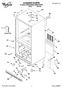 CABINET PARTS Diagram and Parts List for GB2SHKXMQ00  Whirlpool Refrigerator