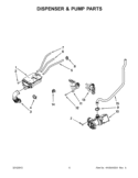 DISPENSER & PUMP PARTS Diagram and Parts List for WFC7500VW2  Whirlpool Washer