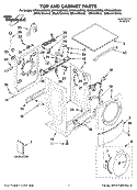 TOP AND CABINET PARTS Diagram and Parts List for WFW9400SB00  Whirlpool Washer