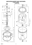 AGITATOR, BASKET AND TUB PARTS Diagram and Parts List for LSQ8000LQ1  Whirlpool Washer