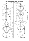 AGITATOR, BASKET AND TUB PARTS Diagram and Parts List for LSQ9660PG1  Whirlpool Washer