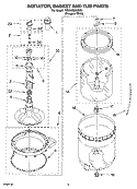 AGITATOR, BASKET AND TUB PARTS Diagram and Parts List for 7MSAWS800MQ1  Whirlpool Washer