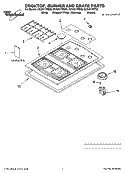 COOKTOP, BURNER AND GRATE PARTS Diagram and Parts List for SCS3617RB00  Whirlpool Cooktop