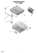 DISHRACK PARTS, OPTIONAL PARTS Diagram and Parts List for TUD1000RB2  Estate Dishwasher