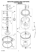 AGITATOR, BASKET AND TUB PARTS Diagram and Parts List for 7MWC87730TM0  Whirlpool Washer