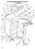 CONTROLS AND REAR PANEL Diagram and Parts List for 3RLSQ8000JQ1  Whirlpool Washer