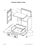 3-DRAWER GEARBOX PARTS Diagram and Parts List for GAGD283DYG00  Whirlpool Cabinet