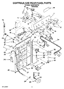CONTROLS AND REAR PANEL PARTS Diagram and Parts List for 7MMSE7999TW0  Whirlpool Washer