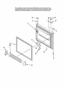 Freezer Door Parts Diagram and Parts List for GB9SHKXMQ12  Whirlpool Refrigerator