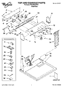 TOP AND CONSOLE PARTS Diagram and Parts List for 7MLGD8900PW0  Whirlpool Dryer
