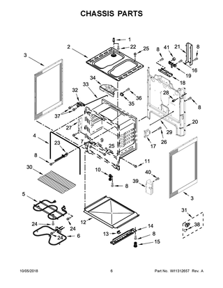 Chassis Parts Diagram and Parts List for WFC310S0EB3  Whirlpool Range