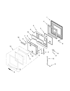 Oven Door Parts Diagram and Parts List for WOD51ES4EB00  Whirlpool Wall Oven