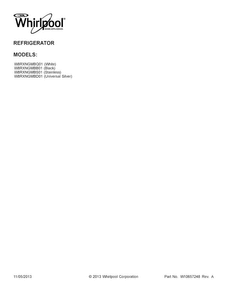Cover Sheet Diagram and Parts List for W8RXNGMBD01  Whirlpool Refrigerator