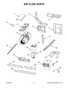 Air Flow Parts Diagram and Parts List for YWML35011KS01  Whirlpool Microwave