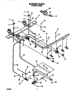 Burner Diagram and Parts List for F4558*0  Roper Range