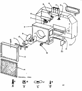 Range Hood Diagram and Parts List for 85052002  Kenmore Range Hood
