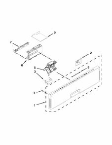 Control Panel And Latch Parts Diagram and Parts List for IUD8555DX0  Whirlpool Dishwasher