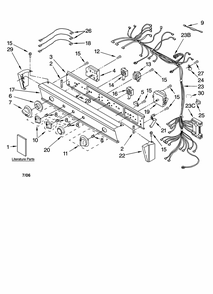 Washer/dryer Control Panel Parts Diagram and Parts List for 11084764301  Kenmore Washer Dryer Combo