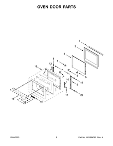 Oven Door Parts Diagram and Parts List for KOSE900HBS21  KitchenAid Wall Oven