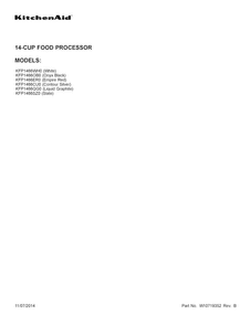 Cover Sheet Diagram and Parts List for KFP1466ER0  KitchenAid Food Processor