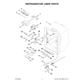 Refrigerator Liner Parts Diagram and Parts List for KRFF302ESS09  KitchenAid Refrigerator