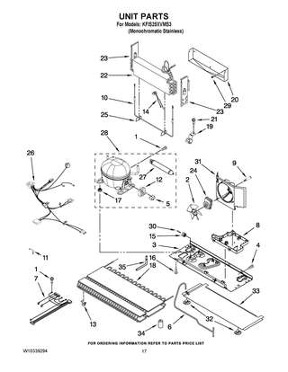 Unit Parts Diagram and Parts List for KFIS25XVMS3  Whirlpool Refrigerator