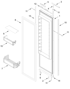 Refrigerator Door Parts Diagram and Parts List for JBSFS48NMX25  Whirlpool Refrigerator