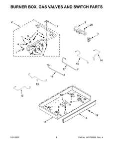 Burner Box, Gas Valves And Switch Parts Diagram and Parts List for KCGS350ESS06  KitchenAid Cooktop