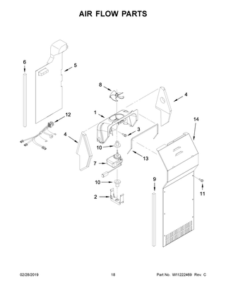 Air Flow Parts Diagram and Parts List for IRS335SDHM00  Whirlpool Refrigerator