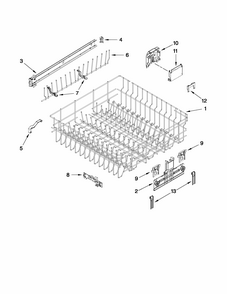 Upper Rack And Track Parts Diagram and Parts List for 66513282K115  Kenmore Dishwasher