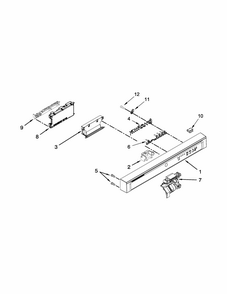 Control Panel And Latch Parts Diagram and Parts List for IUD7070DS2  Whirlpool Dishwasher