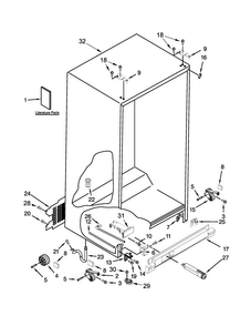 Cabinet Parts Diagram and Parts List for 5WRS25FDBF00  Whirlpool Refrigerator