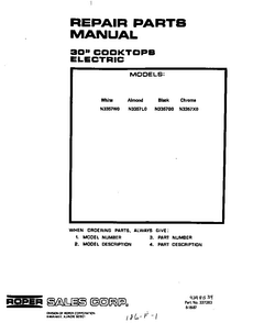 Front Cover Diagram and Parts List for N3357*0  Roper Range
