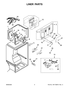03 - Liner Parts Diagram and Parts List for WRT519SZDM11  Whirlpool Refrigerator